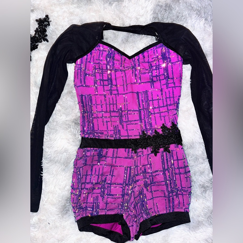 Weissman Sequin Glitter Woman’s Romper Dance Costume - EUC Adult Small